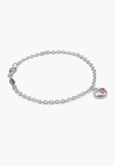 very nice tiny silver enamel flower heart October birthstone bracelet for babies